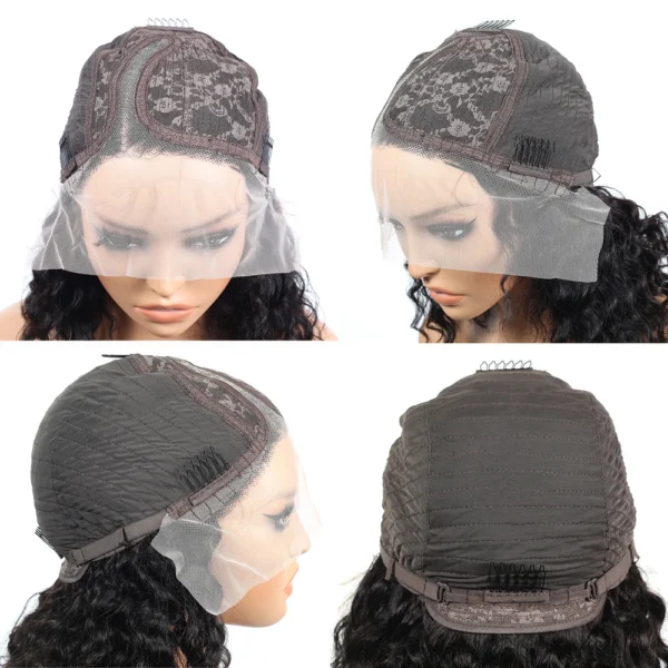 Bob Lace Wig Black Curly For Women Deep Water Curly Wave Human Hair Wigs 100% Remy Natural Hair Short Lace Frontal T Part Wig - Image 5