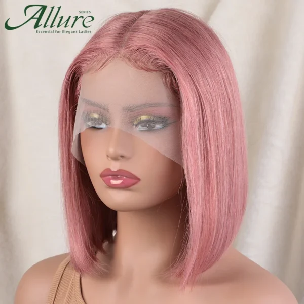 Short Pink Bob Cut Wigs Straight Lace Front Human Hair Wigs Blonde Brown Brazilian Transparent Part Lace Wig Pre Plucked Allure - Image 11