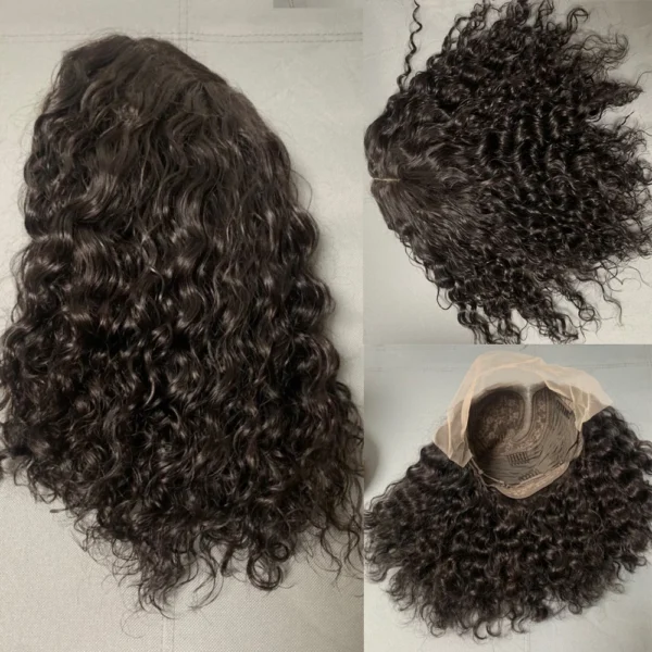 Bob Lace Wig Black Curly For Women Deep Water Curly Wave Human Hair Wigs 100% Remy Natural Hair Short Lace Frontal T Part Wig - Image 2